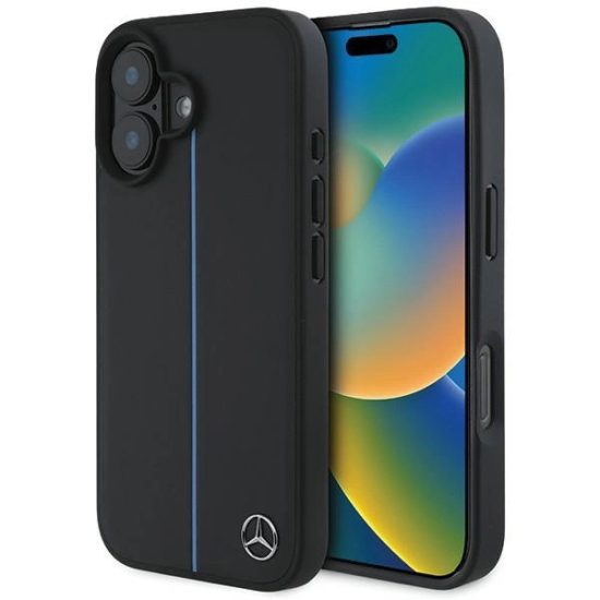iPhone 16 Tok - Mercedes MB Blue Line Leather MagSafe - Fekete