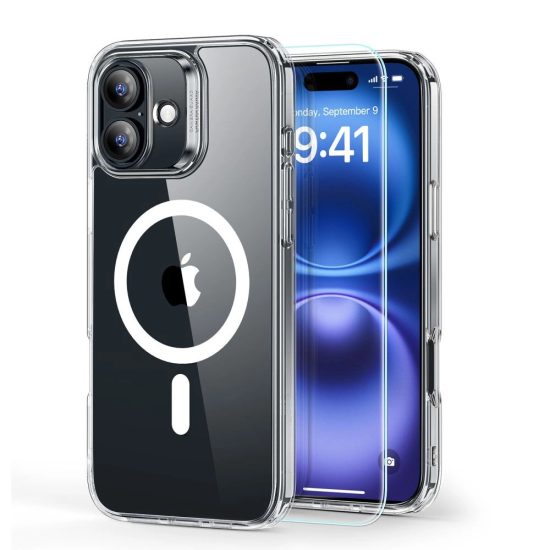 iPhone 16 Tok és Kijelzővédő Szett - ESR Classic Hybrid Halolock - Átlátszó