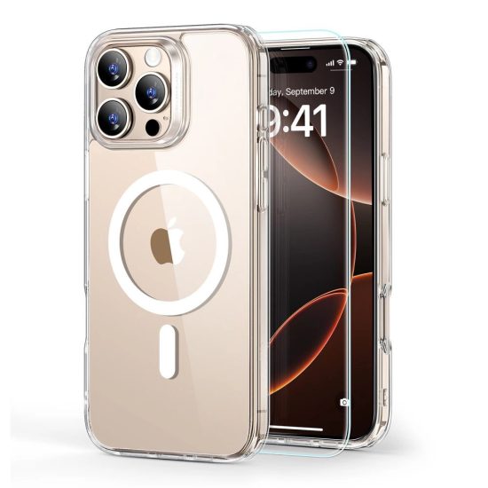 iPhone 16 Pro Max Tok és Kijelzővédő Szett - ESR Classic Hybrid Halolock - Átlátszó