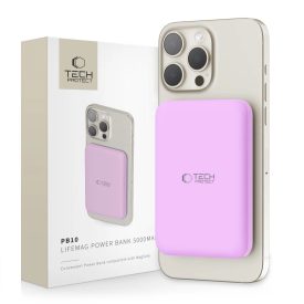 Tech-Protect LifeMag PB10 MagSafe Powerbank - 5000mAh 15W USB-C - Pink   Tech-Protect LifeMag PB10 MagSafe Powerbank - 5000mAh 15W USB-C - Pink
