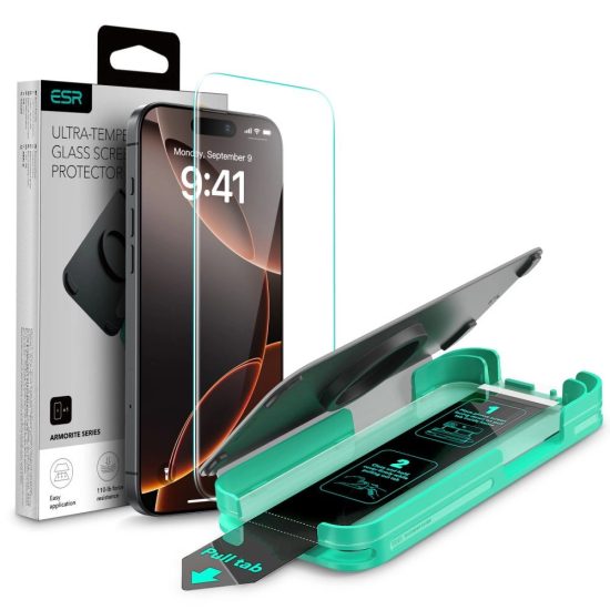 iPhone 16 Pro Max Kijelzővédő Üvegfólia - ESR Armorite - Fekete