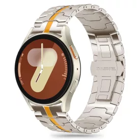   Samsung Galaxy Watch 4 / 5 / 5 Pro / 6 / 7 / FE Szíj - Tech-Protect Stainless Line - Titán-Sárga