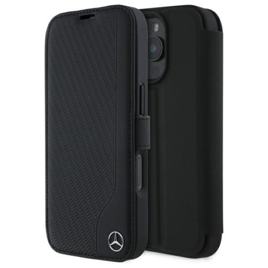 iPhone 16 Pro Max Tok - Mercedes Leather Wood Imitation - Fekete