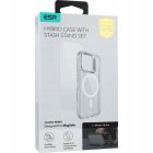 iPhone 16 Pro Tok és Kijelzővédő Szett - ESR Classic Hybrid Kickstand Halolock - Átlátszó