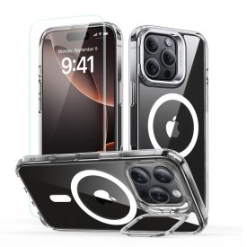 iPhone 16 Pro Max Tok és Kijelzővédő Szett - ESR Classic Hybrid Kickstand Halolock - Átlátszó   iPhone 16 Pro Max Tok és Kijelzővédő Szett - ESR Classic Hybrid Kickstand Halolock - Átlátszó
