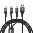 Dudao L3E 3in1 USB-A - Micro + USB-C + Lightning Kábel - 1.2m 60W - Fekete