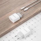 Dudao A14EU Hálózati Töltő 20W PD - USB-C + C-C Kábel - Fehér