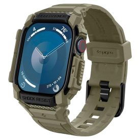 Apple Watch 10 (46mm) Tok és Szíj - Spigen Rugged Armor Pro - Khaki   Apple Watch 10 (46mm) Tok és Szíj - Spigen Rugged Armor Pro - Khaki