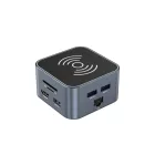 Wozinsky 12in1 USB-C Hub Vezeték Nélküli Töltővel - Szürke