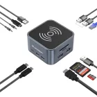 Wozinsky 12in1 USB-C Hub Vezeték Nélküli Töltővel - Szürke