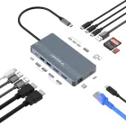Wozinsky Multifunkciós USB-C Hub 14in1 - Alumínium, 3 Monitor  + 15 cm Kábel