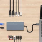 Wozinsky Multifunkciós USB-C Hub 14in1 - Alumínium, 3 Monitor  + 15 cm Kábel