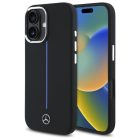 iPhone 16 Tok - Mercedes Silicone Blue Stripe MagSafe - Fekete