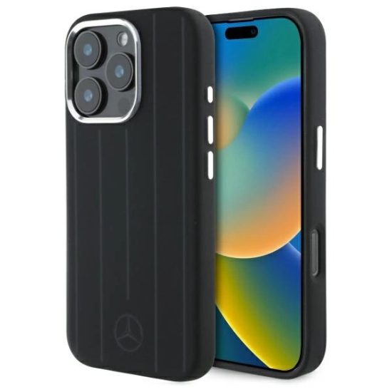 iPhone 16 Pro Max Tok - Mercedes Silicone Vertical Tonal Stripes MagSafe - Fekete