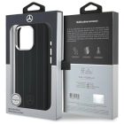iPhone 16 Pro Max Tok - Mercedes Silicone Vertical Tonal Stripes MagSafe - Fekete