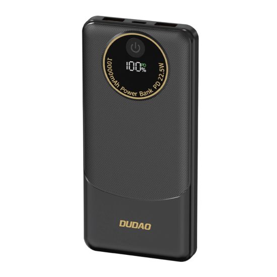 Dudao K12 Power Bank - 10000mAh PD22.5W - 2x USB-A + USB-C - Fekete