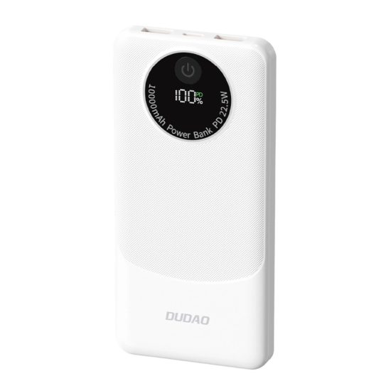 Dudao K12 Power Bank - 10000mAh PD22.5W - 2x USB-A + USB-C - Fehér