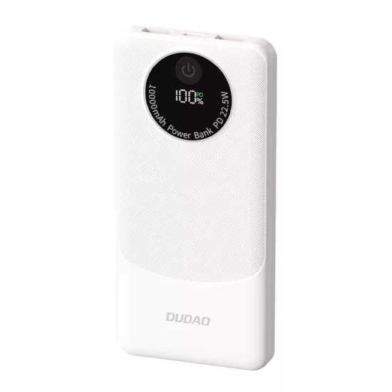 Dudao K12 Power Bank - 10000mAh PD22.5W - 2x USB-A + USB-C - Fehér