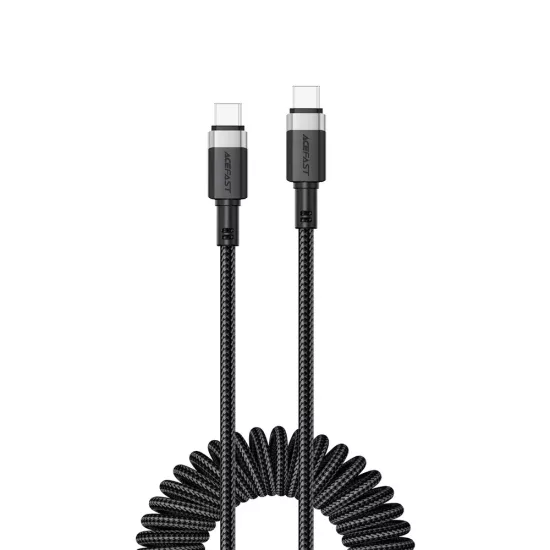 Acefast USB-C - USB-C Spirál Kábel - 1.2m 3A - Fekete