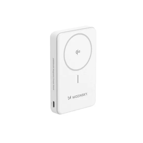 Wozinsky Powerbank 10000mAh - PD 22.5W Qi2 15W - 1xA + 1xC - Fehér