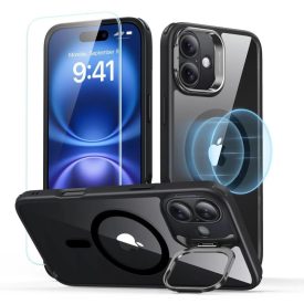 iPhone 16 Plus Tok és Kijelzővédő Szett - ESR Classic Hybrid Kickstand Halolock - Átlátszó-Fekete   iPhone 16 Plus Tok és Kijelzővédő Szett - ESR Classic Hybrid Kickstand Halolock - Átlátszó-Fekete