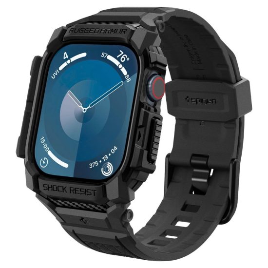 Apple Watch 10 (46mm) Tok és Szíj - Spigen Rugged Armor Pro - Fekete
