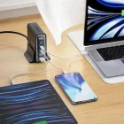 Tech-protect DC140W-GAN Hálózati Töltőállomás 140W - 3x USB-C + 2x USB-A - Fekete