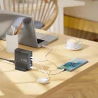 Tech-protect DC140W-GAN Hálózati Töltőállomás 140W - 3x USB-C + 2x USB-A - Fekete