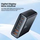 Tech-protect DC80W-GAN Hálózati Töltőállomás 80W - 4x USB-C + 2x USB-A - Fekete