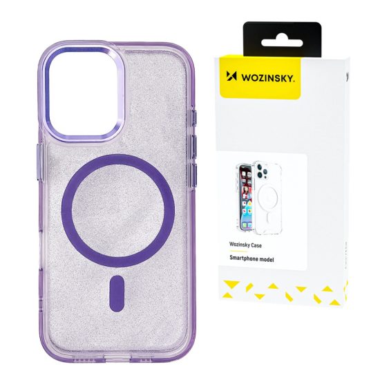 Samsung Galaxy S24 FE Tok - Wozinsky Glitter Case MagSafe - Áttetsző-Lila