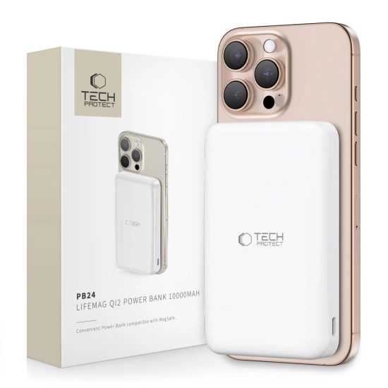 Tech-Protect PB24 LifeMag Power Bank 10000 mAh - QI2 MagSafe - Fehér