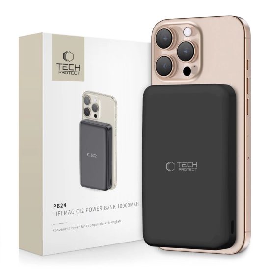 Tech-Protect PB24 LifeMag Power Bank 10000 mAh - QI2 MagSafe - Fekete