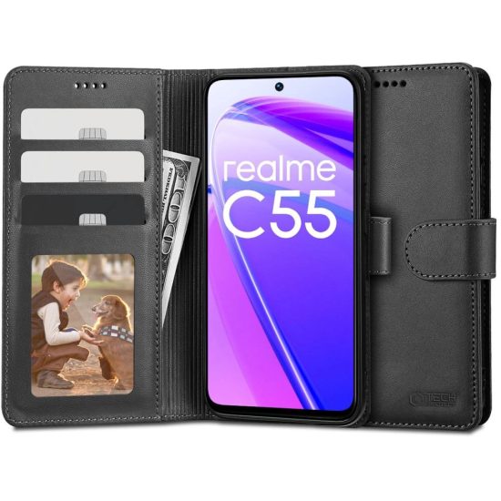 Realme C55 Tok - Tech-Protect Wallet - Fekete