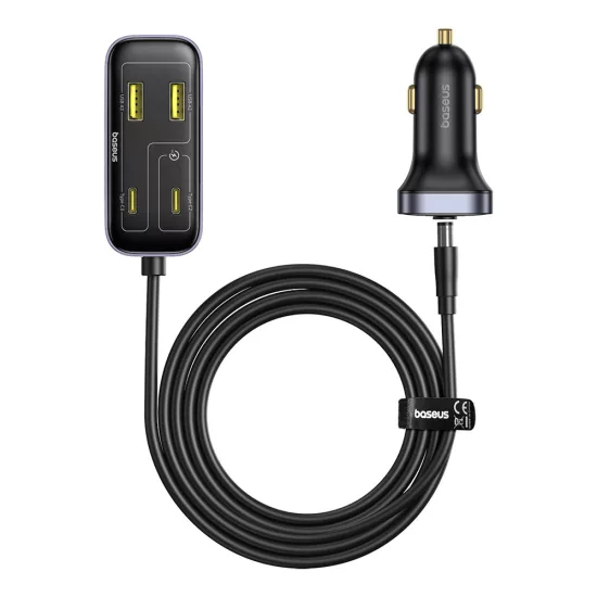Baseus BackseatPal L1 Autós Töltő 110W - 3U+3C + 1.5m Kábel - Fekete