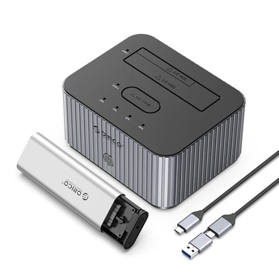 Orico IT28E-C 2 Rekeszes Dokkoló Állomás - M.2 NVME 2.5" / 3.5" HDD / 2.5" SSD - Offline Klónozás Funkció