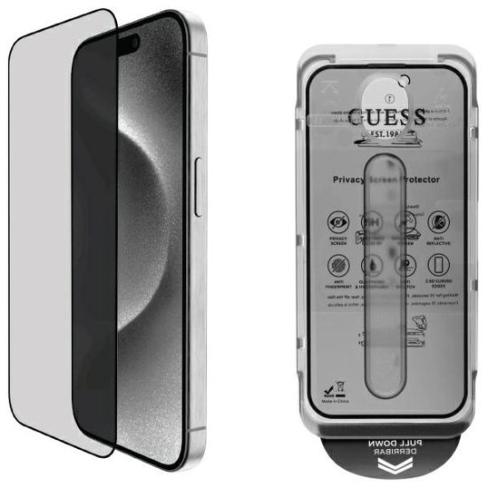 iPhone 16 Kijelzővédő Üvegfólia - Guess Screen Protector Privacy 2.5D Outline