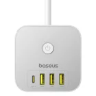 Baseus PowerCombo Hosszabbító Elosztó 7in1 Cube -  3x AC + 3x USB-A + 1x USB-C 1.5m - Fehér