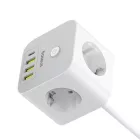 Baseus PowerCombo Hosszabbító Elosztó 7in1 Cube -  3x AC + 3x USB-A + 1x USB-C 1.5m - Fehér
