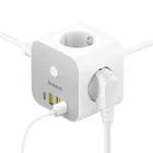 Baseus PowerCombo Hosszabbító Elosztó 7in1 Cube -  3x AC + 3x USB-A + 1x USB-C 1.5m - Fehér