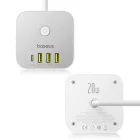 Baseus PowerCombo Hosszabbító Elosztó 7in1 Cube -  3x AC + 3x USB-A + 1x USB-C 1.5m - Fehér