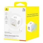 Baseus PowerCombo Hosszabbító Elosztó 7in1 Cube -  3x AC + 3x USB-A + 1x USB-C 1.5m - Fehér