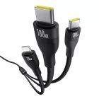 Baseus Flash 3 3in1 USB-C - 2x USB-C + Lightning Kábel - 1.5m 100W - Fekete