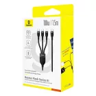 Baseus Flash 3 3in1 USB-C - 2x USB-C + Lightning Kábel - 1.5m 100W - Fekete
