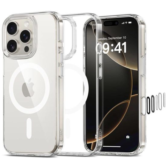 iPhone 16 Pro Max Tok - Tech-Protect Flexair Hybrid CC Magsafe - Átlátszó