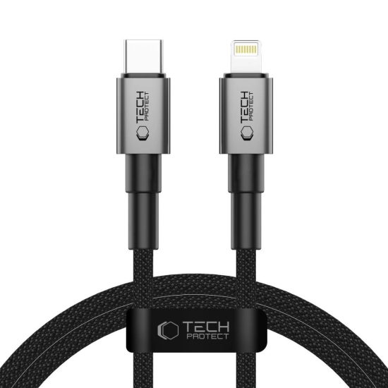 Tech-Protect Ultraboost DNA USB-C - Lightning Kábel - 1m 3A 27W - Szürke