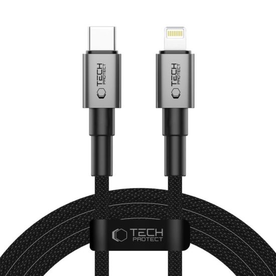 Tech-Protect Ultraboost DNA USB-C - Lightning Kábel - 2m 3A 27W - Szürke