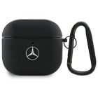 AirPods 4 Tok - Mercedes Leather Metal Logo - Fekete