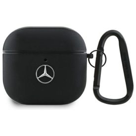 AirPods 4 Tok - Mercedes Leather Metal Logo - Fekete AirPods 4 Tok - Mercedes Leather Metal Logo - Fekete