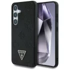 Samsung Galaxy S25 Tok - Guess Grained Hot Stamp Peony Pattern Triangle Logo MagSafe - Fekete