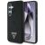 Samsung Galaxy S25 Tok - Guess Grained Hot Stamp Peony Pattern Triangle Logo MagSafe - Fekete
